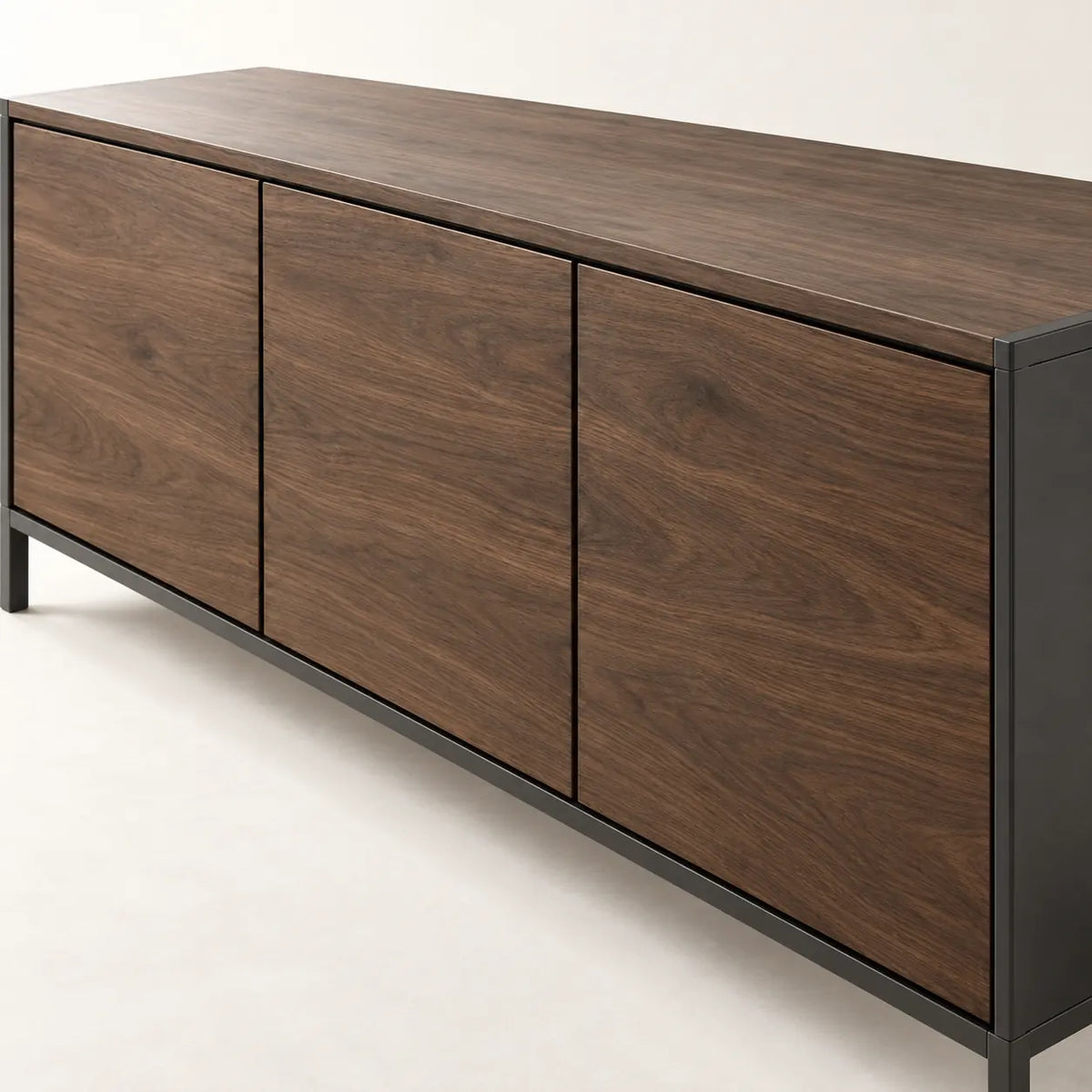 Ember Dining Sideboard, detail of three aligned doors and continuous top edge