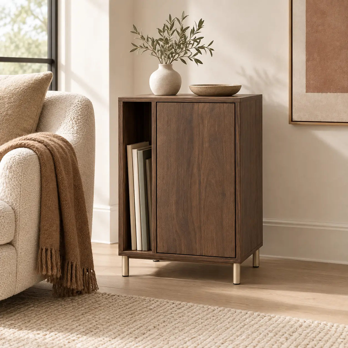 Haven Magazine Cabinet in a living room storage setting